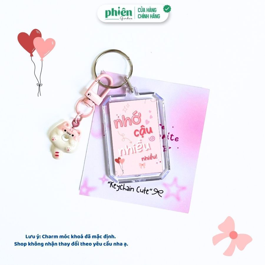 Móc Khóa Thông Điệp Kèm Charm Dễ Thương Keychain Treo Balo, Móc Khóa Làm Quà Tặng