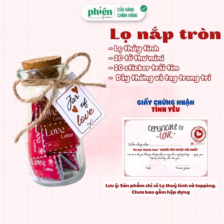 Lọ Love Letter Chứa Lá Thư Yêu Thương Ý Nghĩa, Tặng Người Yêu Dịp Valentine, Kỷ Niệm Hoặc Sinh Nhật