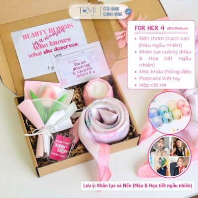 Hộp Quà Tặng For Her, Gấu Bông, Nến Thơm, Khăn Lụa, Quà Tặng Người Yêu, Bạn Bè, Đồng Nghiệp