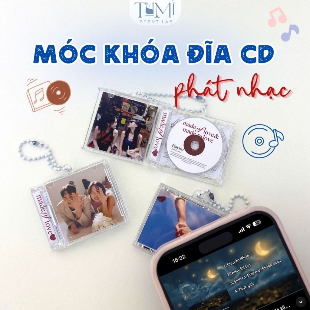 Móc Khóa Đĩa CD Phát Nhạc Theo Yêu Cầu – Quét Nghe Nhạc, In Ảnh Cá Nhân, Quà Tặng Kỷ Niệm