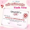 [QUÀ TẶNG] Giấy Chứng Nhận Tình Yêu – Tạo Kỷ Niệm Lãng Mạn, Quà Tặng Người Yêu, Dùng Dịp Đặc Biệt