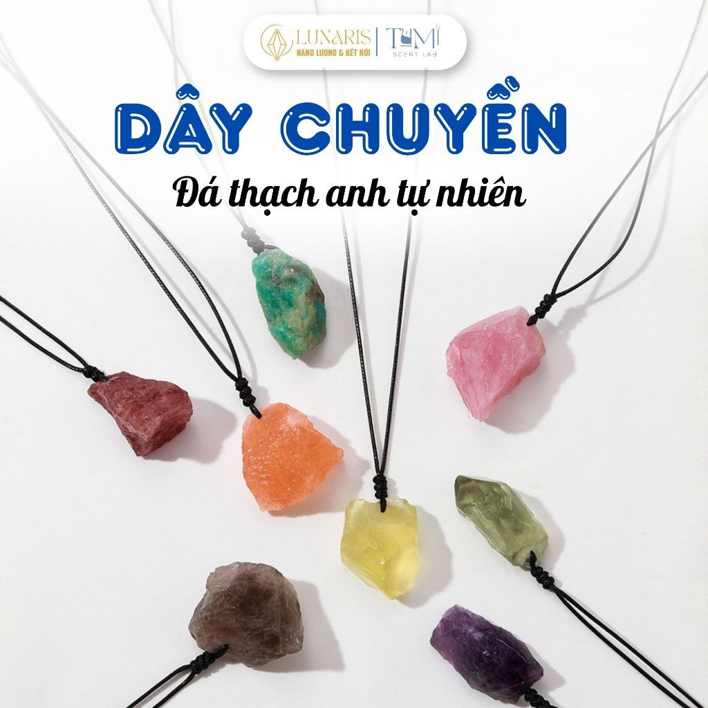 Dây Chuyền Đá Thạch Anh Thô Tự Nhiên, Vòng Cổ Đá Năng Lượng, Năng Lượng Tích Cực, Thu Hút May Mắn