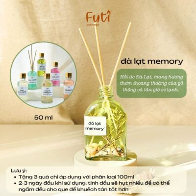 Lọ Tinh Dầu Khuếch Tán Phối Hương Đà Lạt Memory 100ml, Giúp Thơm Phòng Thư Giãn