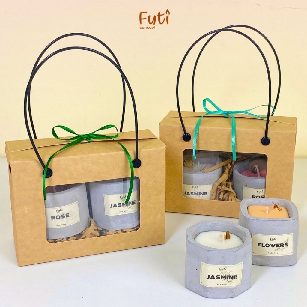 Hộp Quà Tặng 2 Nến Thơm Handmade, Quà Tặng Sinh Nhật, Tốt Nghiệp Cho Bạn Bè, Người Yêu