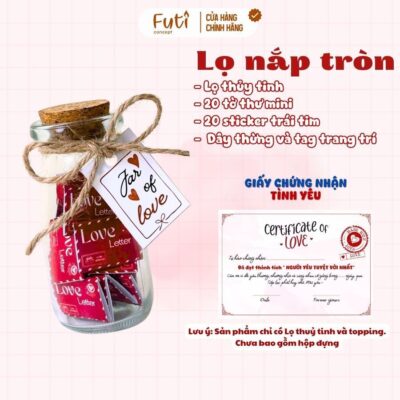 Lọ Lá Thư Tình Yêu, Gửi Gắm Lời Yêu Thương Cho Bạn Bè, tặng bạn gái, Quà Handmade Dễ Thương quà tặng người yêu The Cute