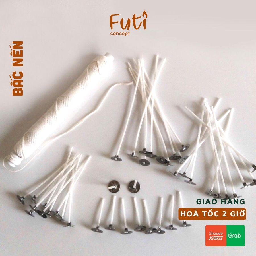 Set 5 Bấc Nến Conton kèm đế kẹp sẵn nhiều kích thước