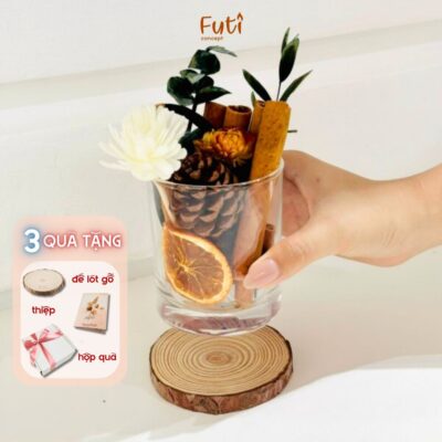 Ly Hoa Gỗ Khô Khuếch Tán Tinh Dầu – Tỏa Hương Dịu Nhẹ, Khử Mùi Không Gian, Dùng Trang Trí