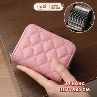 Ví Nữ Mini Nhiều Ngăn, Ví Nữ Cầm Tay Mini Thêu Họa Tiết Phong Cách Hàn Quốc