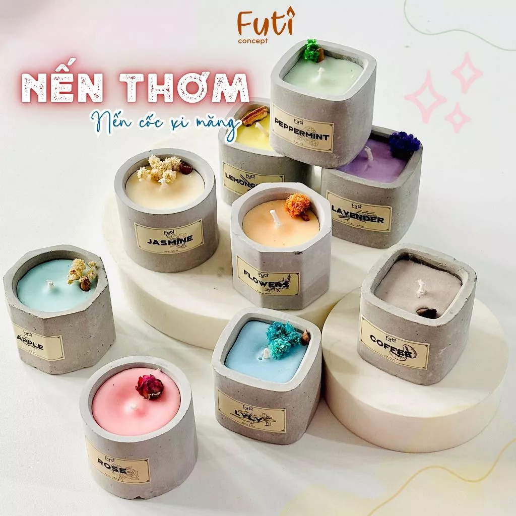 Nến thơm cốc xi măng mini