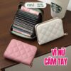 Ví Nữ Cầm Tay Mini Nhiều Ngăn Thêu Họa Tiết Phong Cách Hàn Quốc